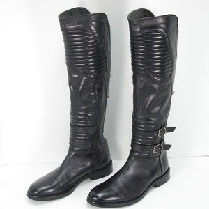 SHERIDAN MIA BLACK MOTO CROFT BOOTS KNEE HIGH 38